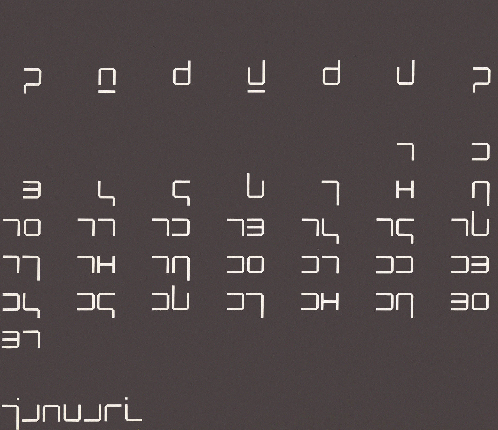 Wim Crouwel: Steendrukkerij De Jong. Calender proposal. 1979