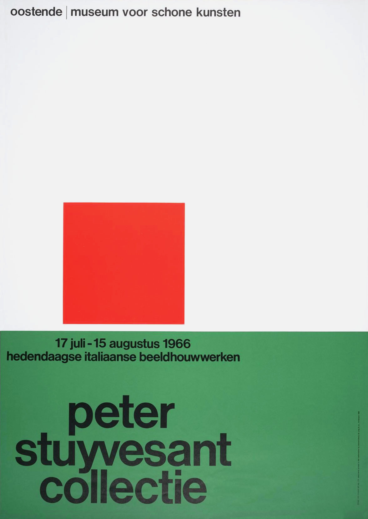 Wim Crouwel: Hedendaagse Italiaanse beeldhouwwerken. Peter Stuyvesant collectie. Poster. 1966