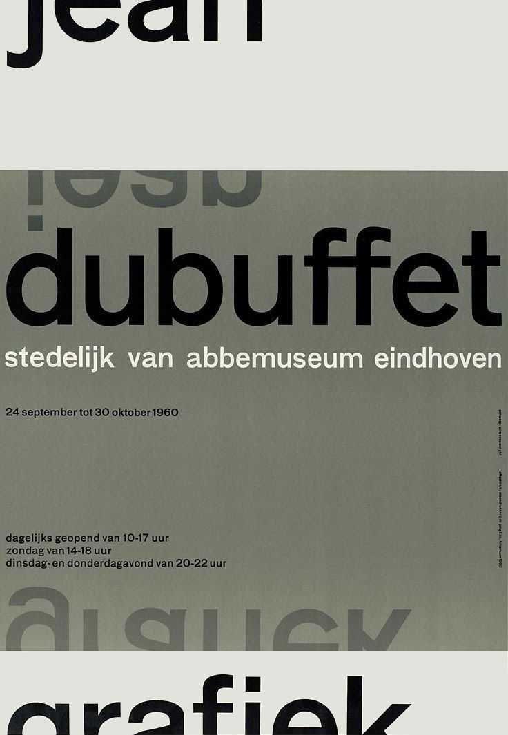 Wim Crouwel: jean dubuffet van abbemuseum eindhoven. Poster. 1960