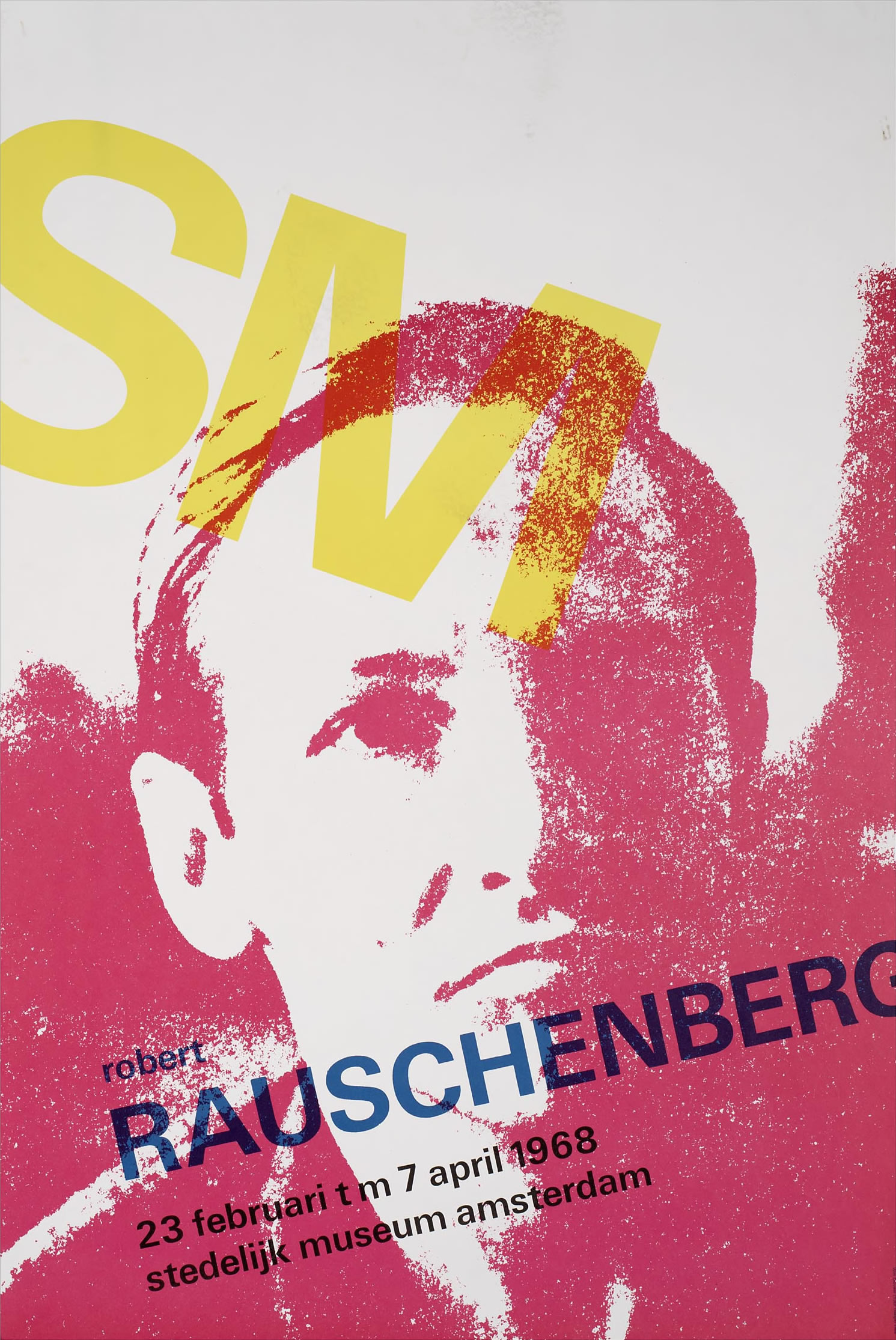 Wim Crouwel: SM Robert Rauschenberg 23 februari t m 7 april 1968 Stedelijk Museum Amsterdam. Poster. 1968–1969