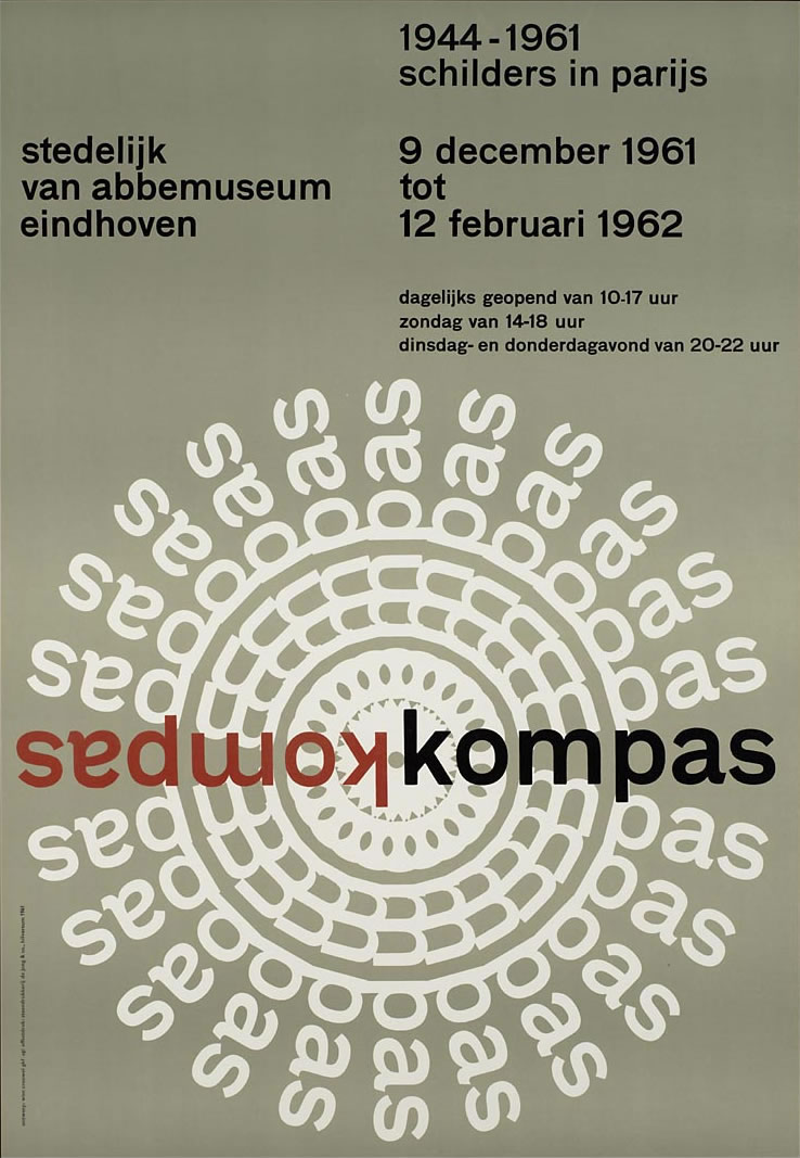Wim Crouwel: Kompas 1944-1961 schilders in Parijs. Poster. 1961