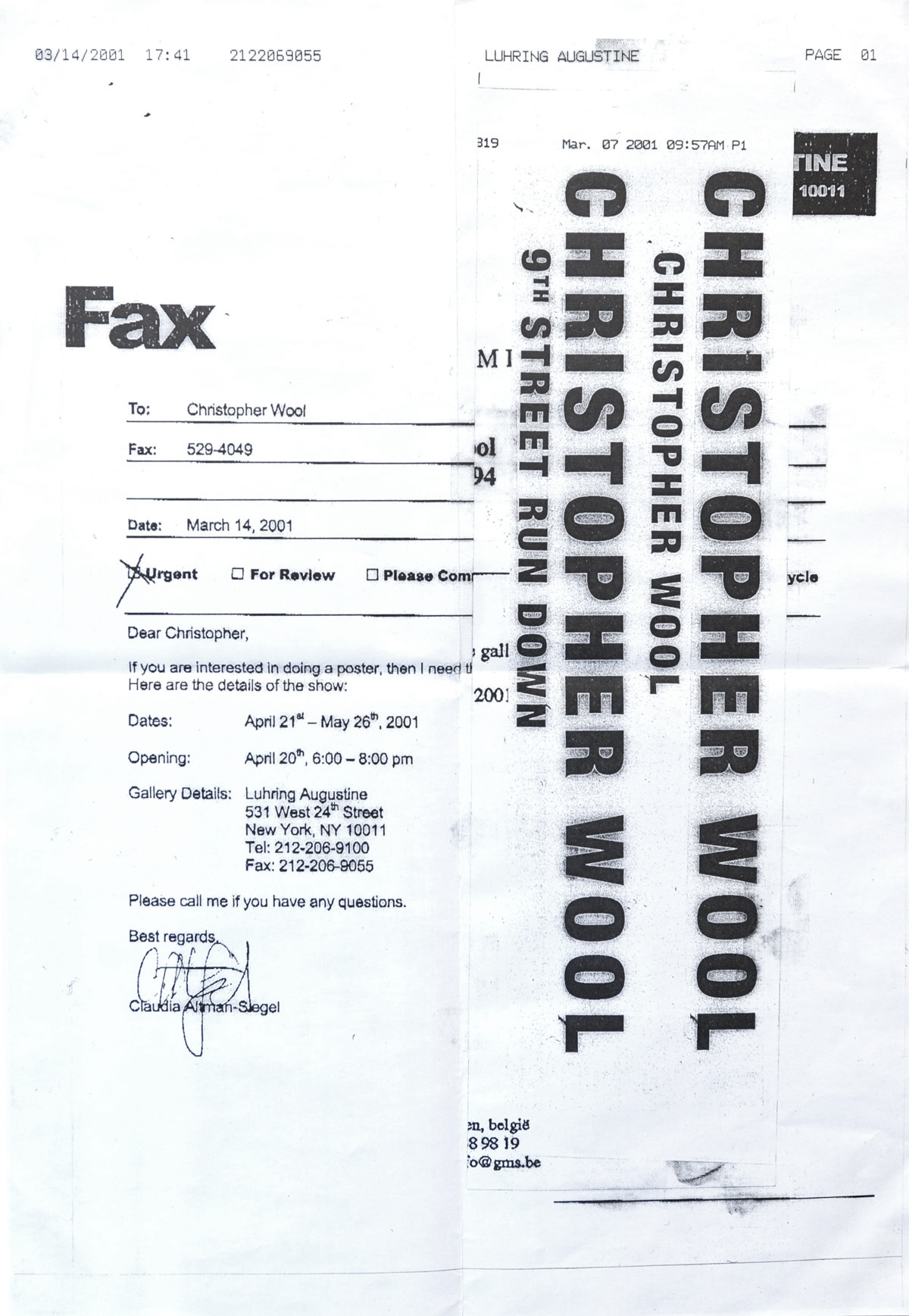 Christopher Wool: Luhring Augustine Gallery, New York. 2001.