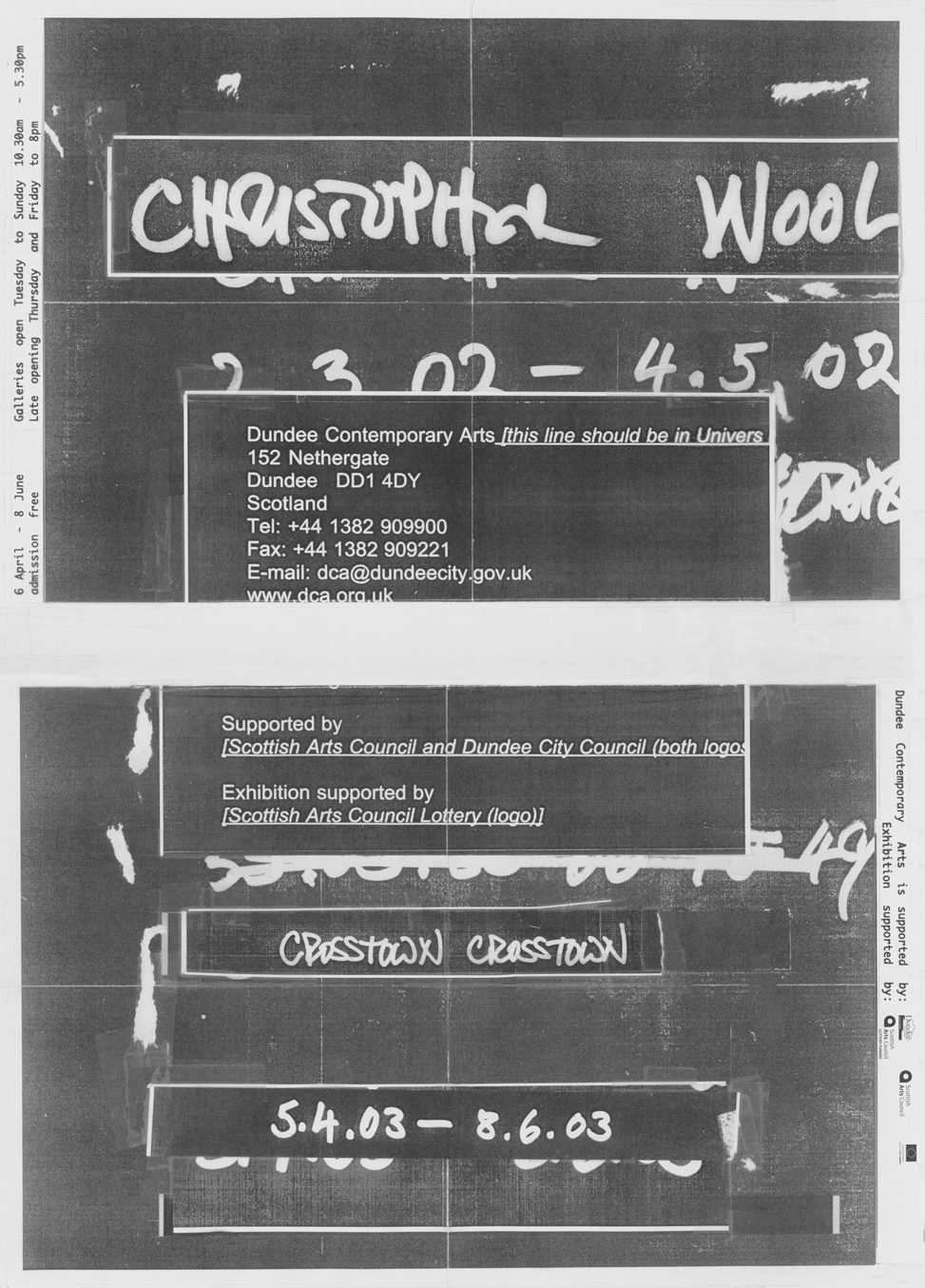 Christopher Wool: Dundee Contemporary Arts, Scotland. 2003.